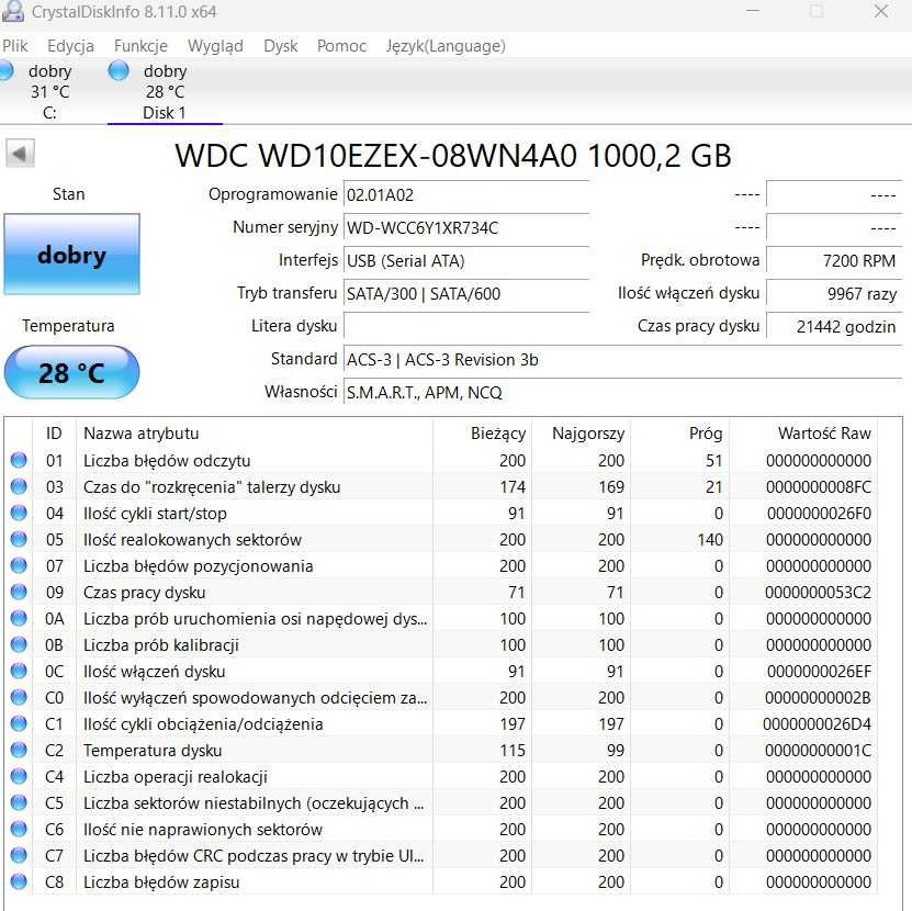 Dysk twardy WD Blue 720 TB 3.5" SATA III 1TB