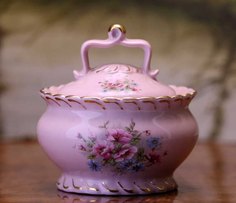 Cukiernica Różowa porcelana JPM Chodov lata 90-te Bohemia Czechy