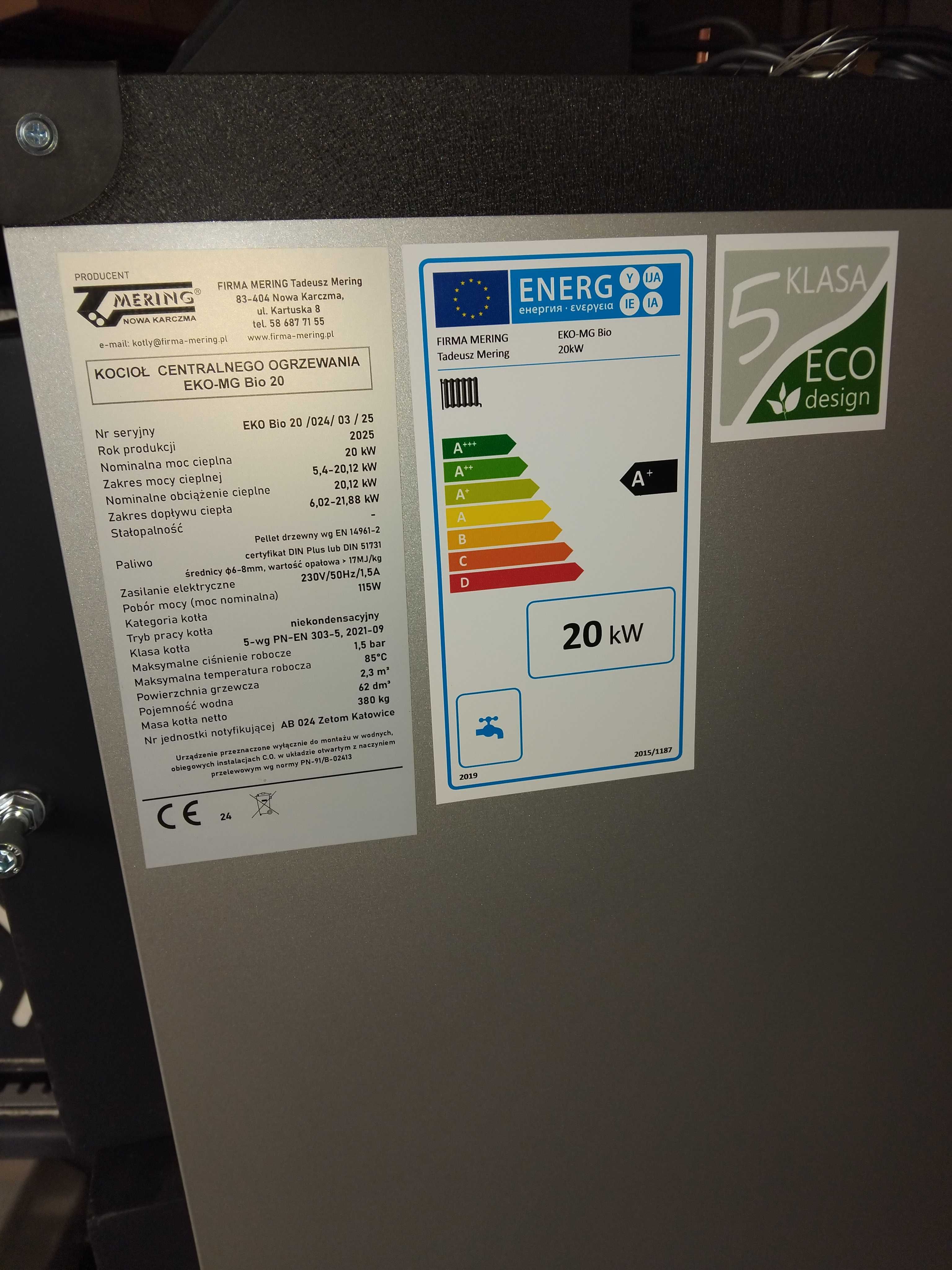 Kocioł piec na pellet pelet EKO-MG Bio 20 o mocy 20kW Mering
