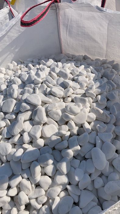 Галька мармурова, біла для клумб, декору, габіонів, галька ландшафт