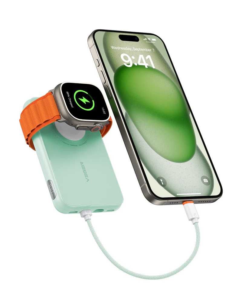 Power Bank VEGER 10000mAh для iPhone та Apple Watch, павербанк