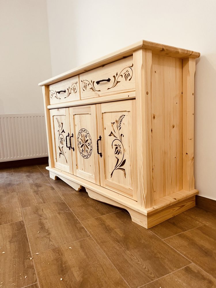 Komoda drewniana góralska lite drewno