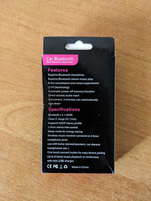 Bluetooth AUX адаптер (ресивер) для авто