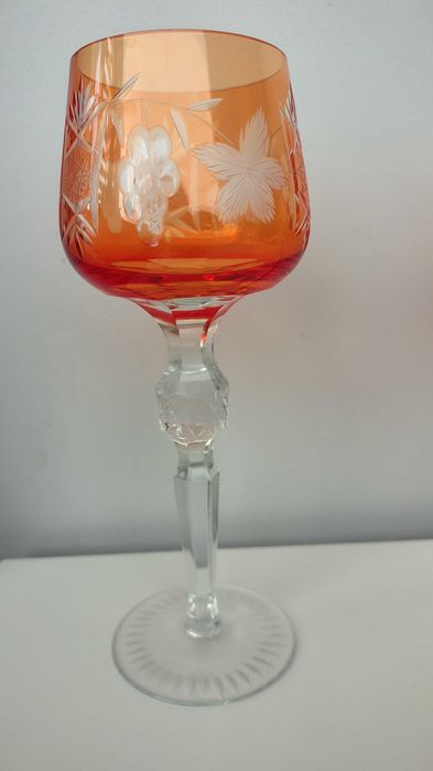 Kieliszki kryształowepomarańczowe PRL