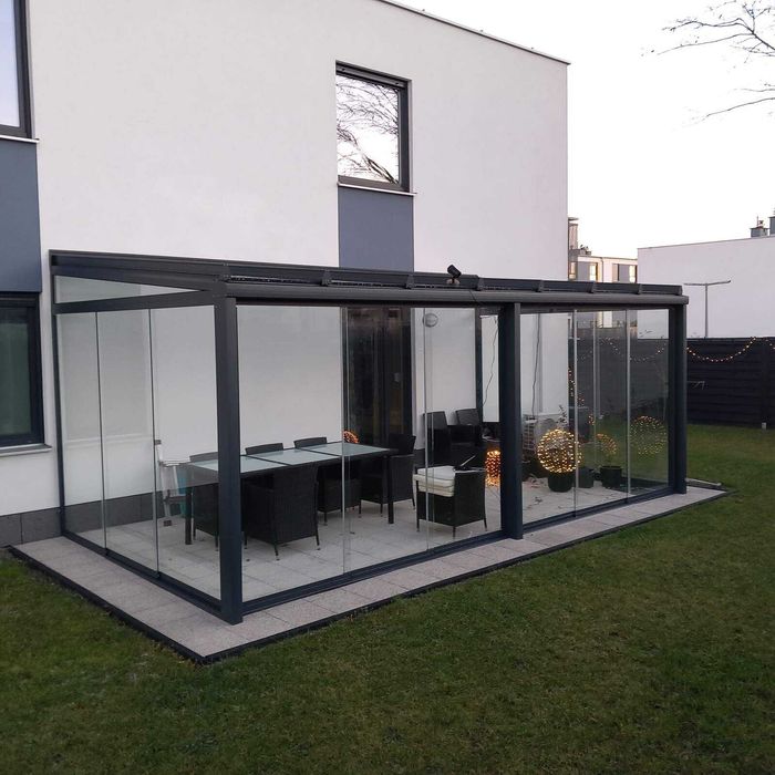 Przesuwna zabudowa tarasu | Ogród zimowy | Zadaszenie tarasu Gliwice