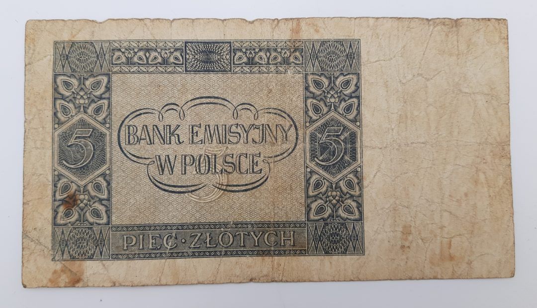 Stary Banknot kolekcjonerski Polska 5 zł 1941