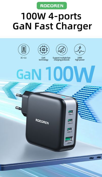Зарядний пристрій Rocoren з підтримкою швидкої зарядки 100w