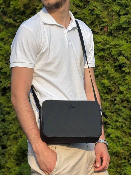 Сумка Lacoste Reporter Bag мужская через плечо барсетка Lacoste чорна