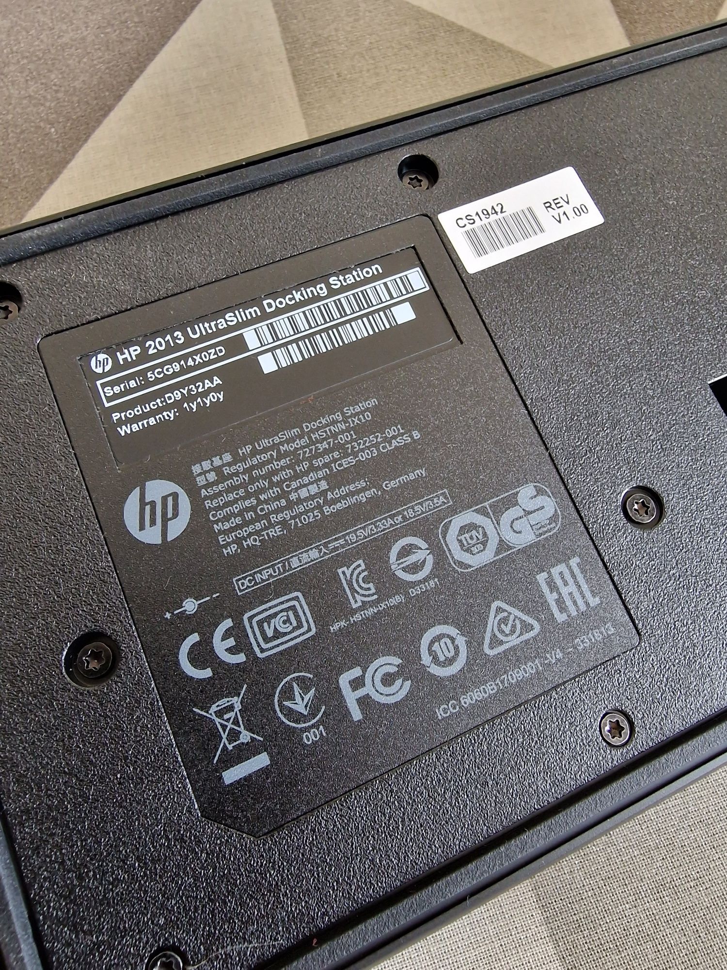 Stacja dokująca HP 2013 UltraSlim HSTNN-IX10 + zasilacz