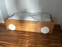 Łóżko montessori model auta lity dąb 160 cm podwójne