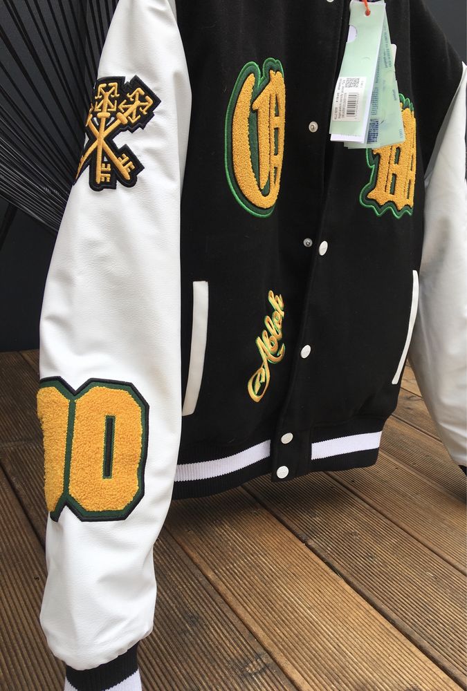 Off White Kurtka Bomber Bejsbolówka Varsity