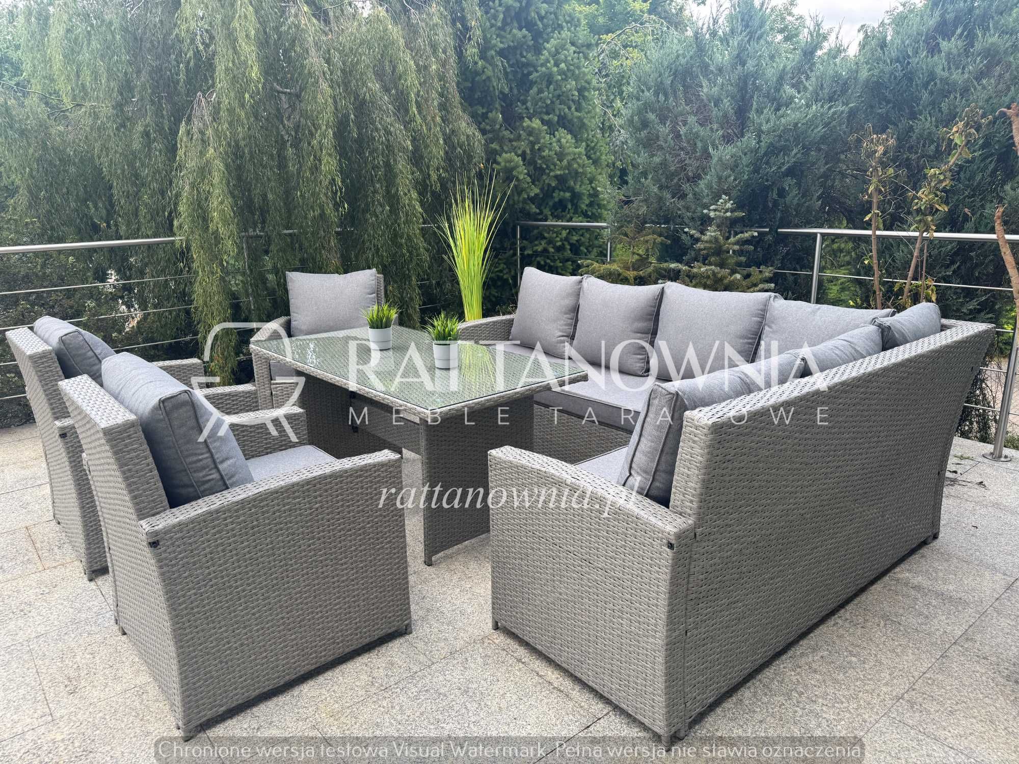 Narożnik Ogrodowy Zestaw Mebli Ogrodowych Tarasowych 3 Fotele Premium
