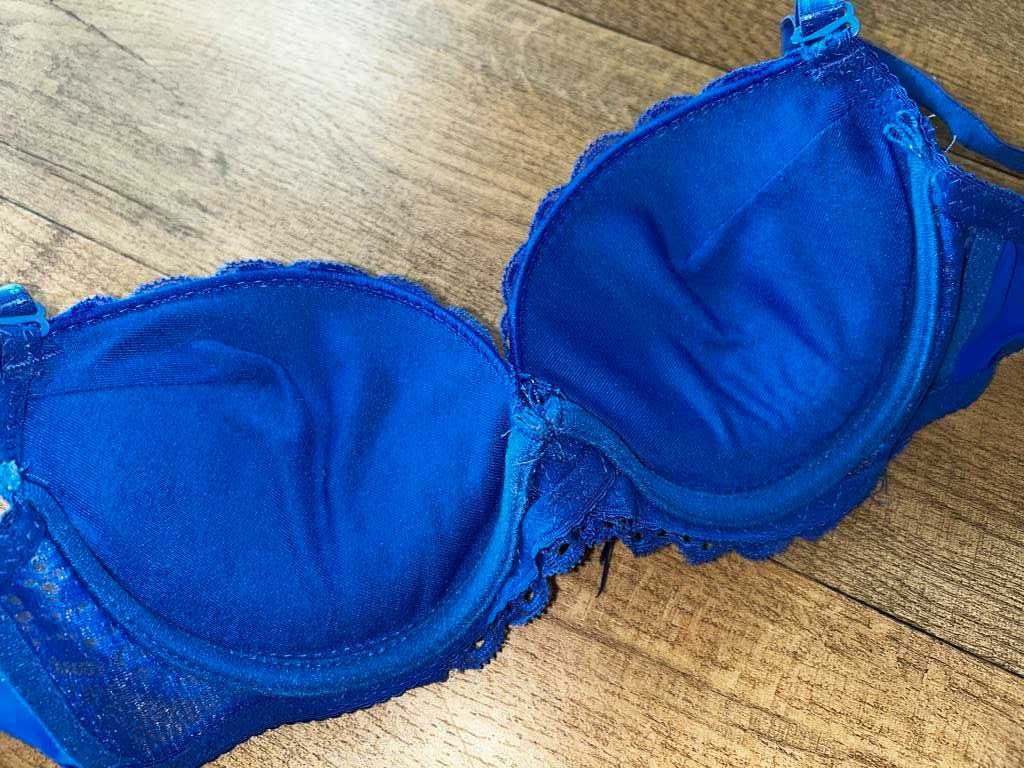 Biustonosz z koronką niebieski 36/80 B PUSH-UP Nowy!