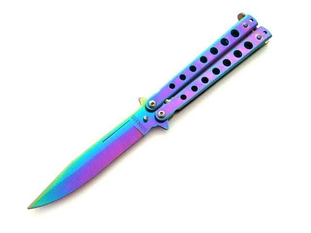 Nóż Motylkowy Rainbow CS:GO Kolorowy Tęczowy do robienia Tricków 495B