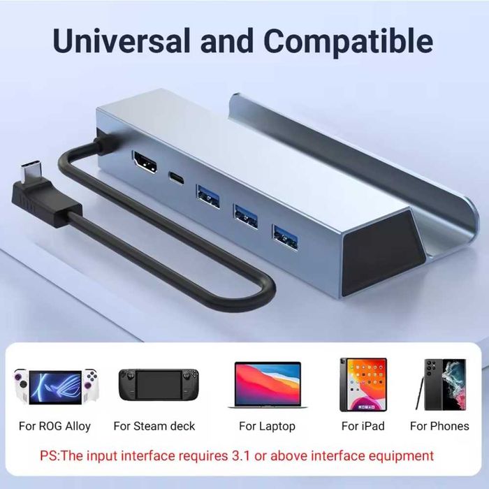 Док-станция Onvian 5в1 Steam Deck (HDMI/3хUSB 2.0/USB-C 100W)