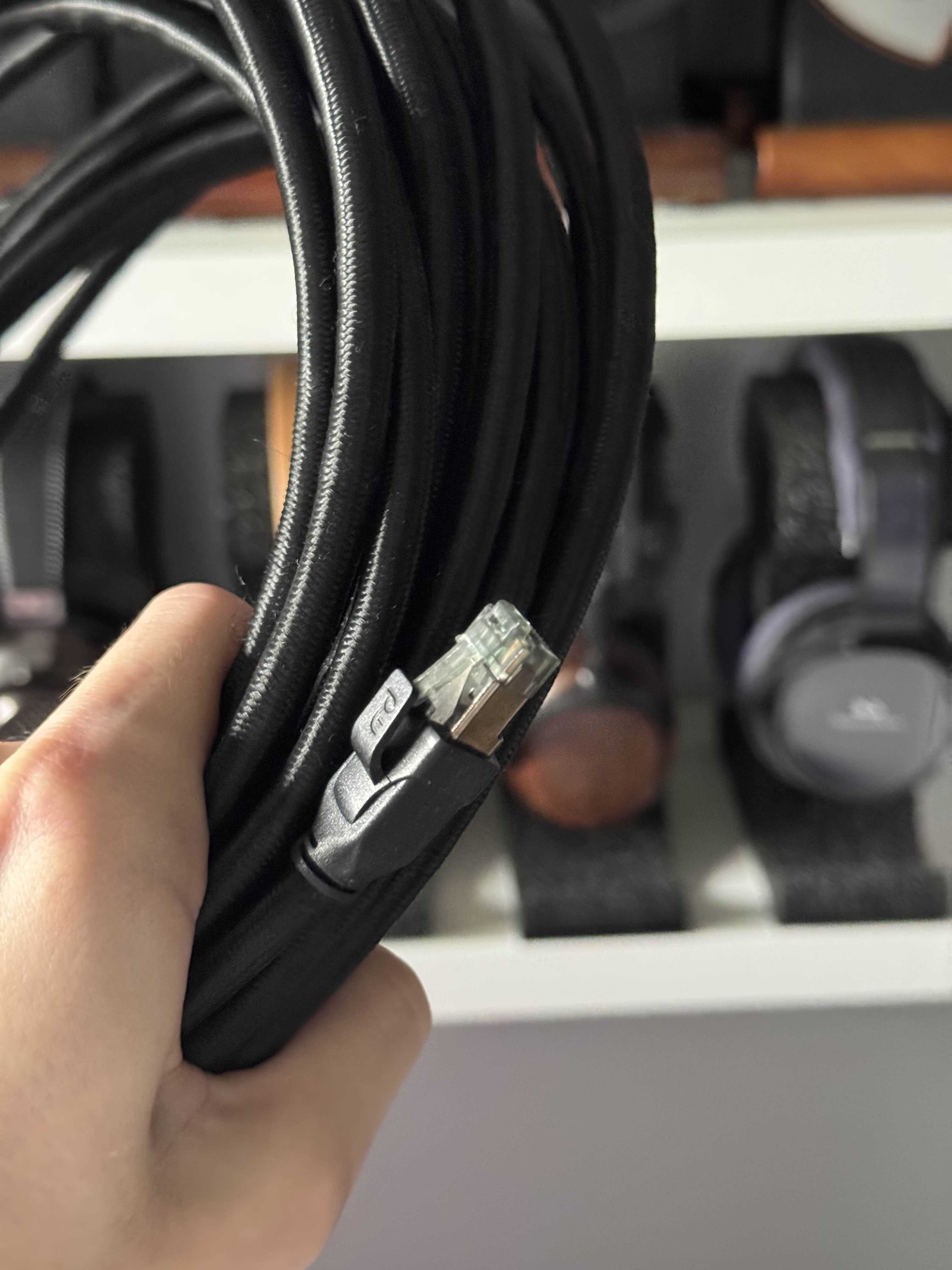 Kabel Ethernet CAT 7 czarny, oplot, długi, ekranowany i wytrzymały