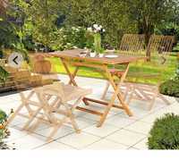 Nowe meble ogrodowe drewniane taras  lite drewno tekowe stół krzesła