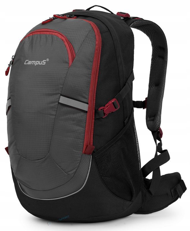 Stylowy Plecak Campus Horton 45l | Lekki Wygodny | Szaro-czerwony