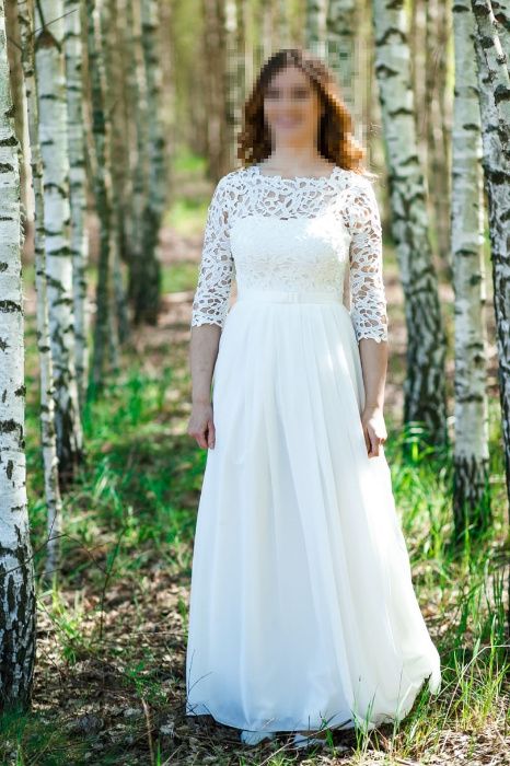 Piękna Suknia ślubna 38 M koronka