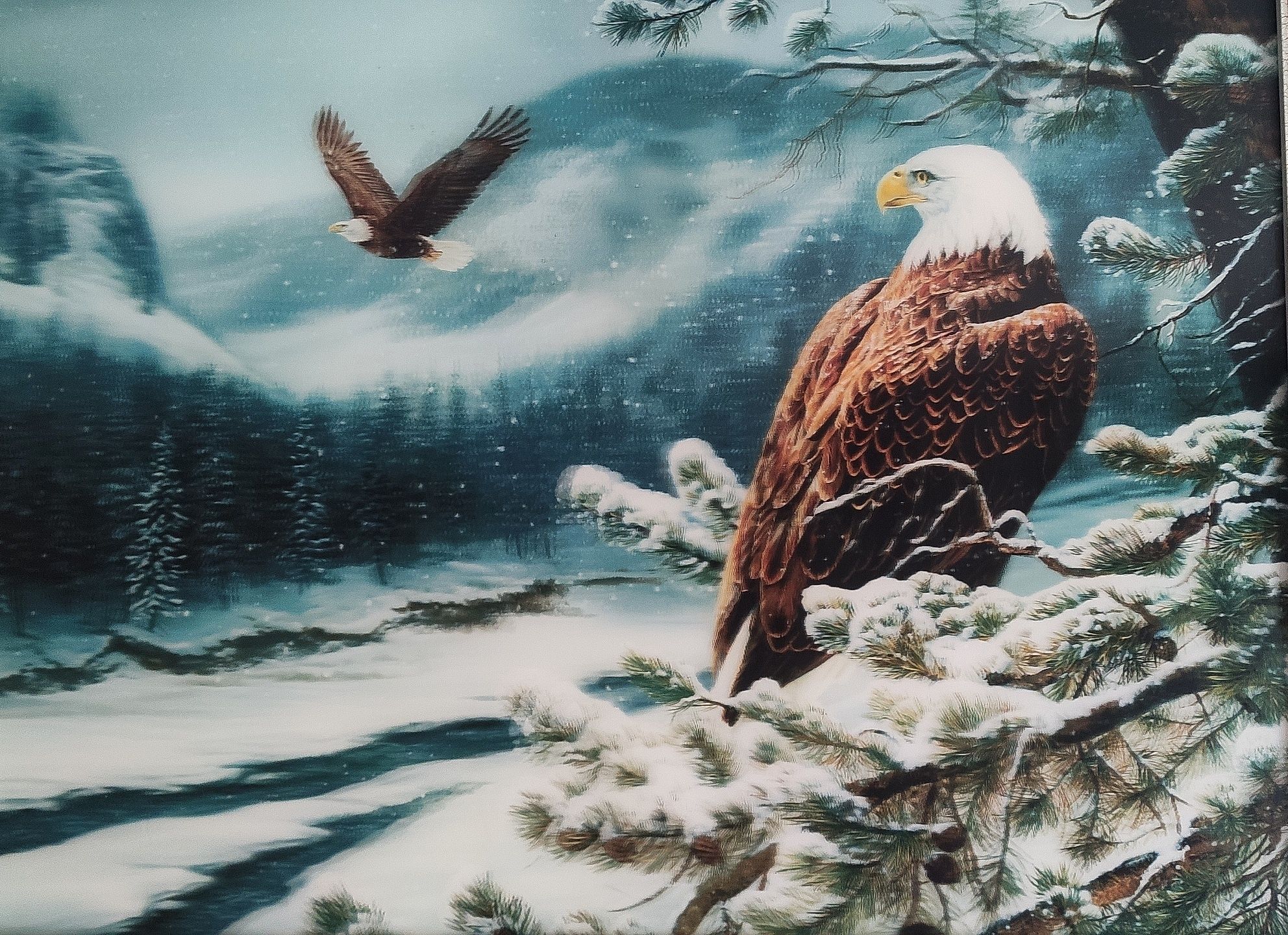 Картина с эффектом 3Д,картина переливающаяся большая,картина орёл,орлы