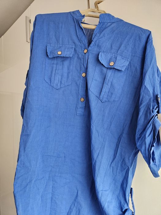 Bluzeczka włoska bawełniana podpinanymi rękawami kolor chaber