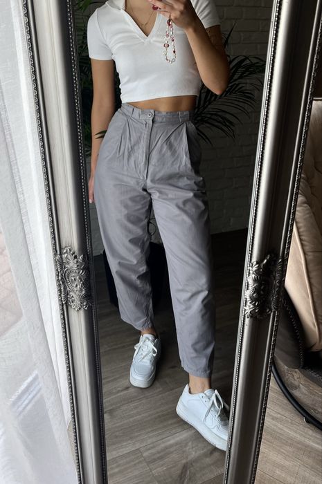 Szare luźne spodnie baloon