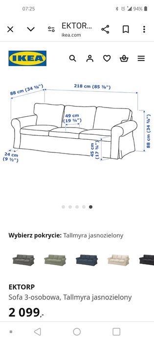 Sofa 3-osobowa z pufą