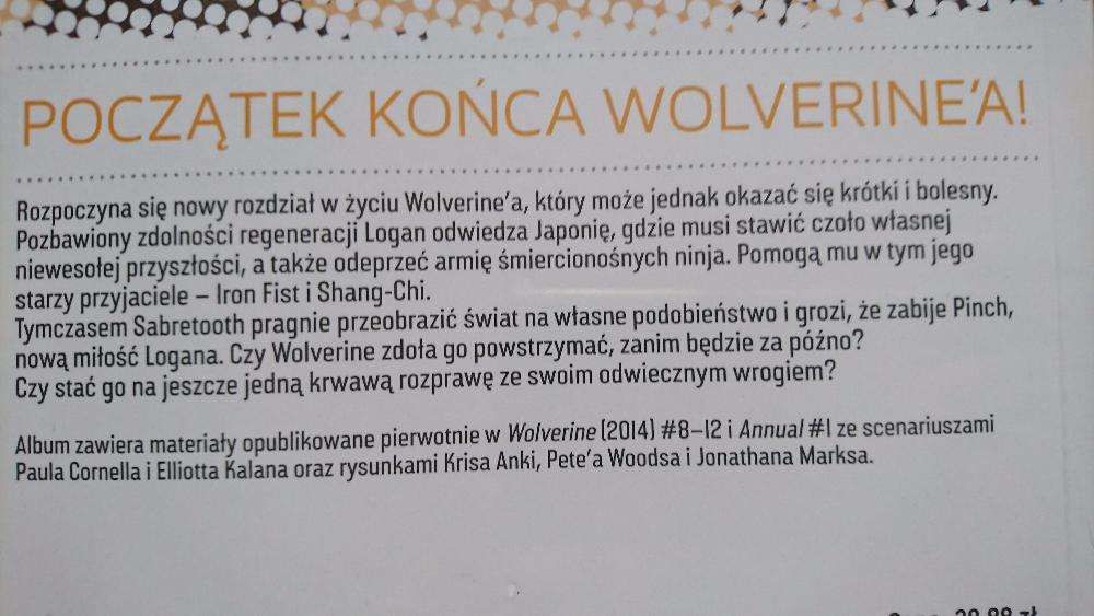 Komiks pt Wolverine trzy miesiące do śmierci tom 2