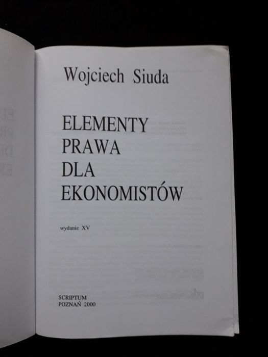 Elementy prawa dla ekonomistów Wojciech Siuda