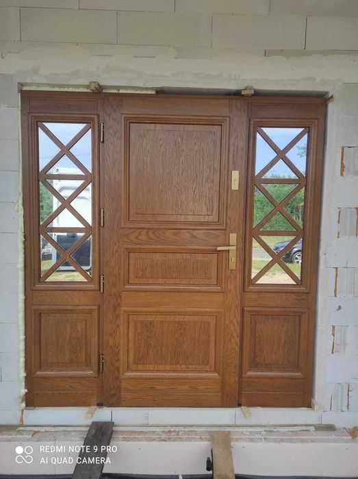 Drzwi zewnętrzne drewniane dębowe pomiar/dostawa/montaż/dotacja