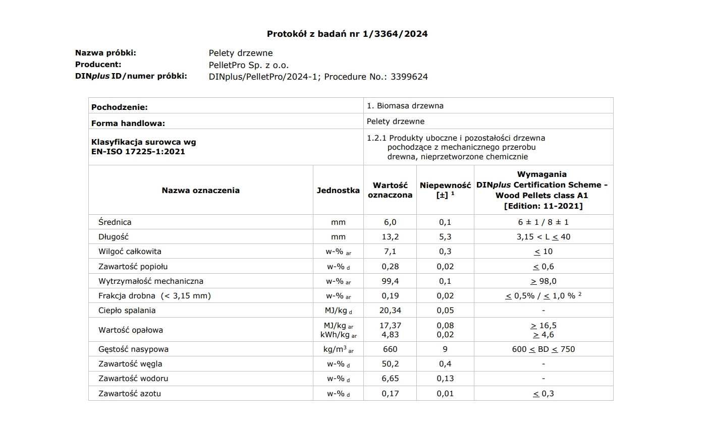 Certyfikowany Pellet drzewny, DINplus / A1, PelletPro, TRANSPORT!