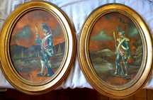 Militares - Par de antigas  pinturas em óleo sobre cobre