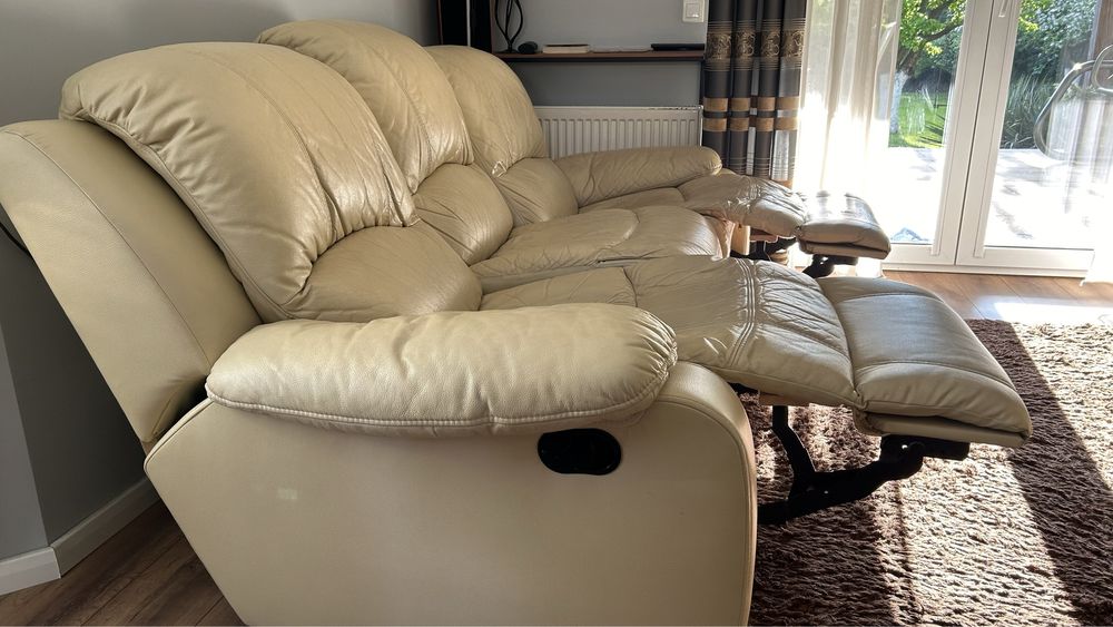 Sofa + 2 fotele z naturalnej skóry