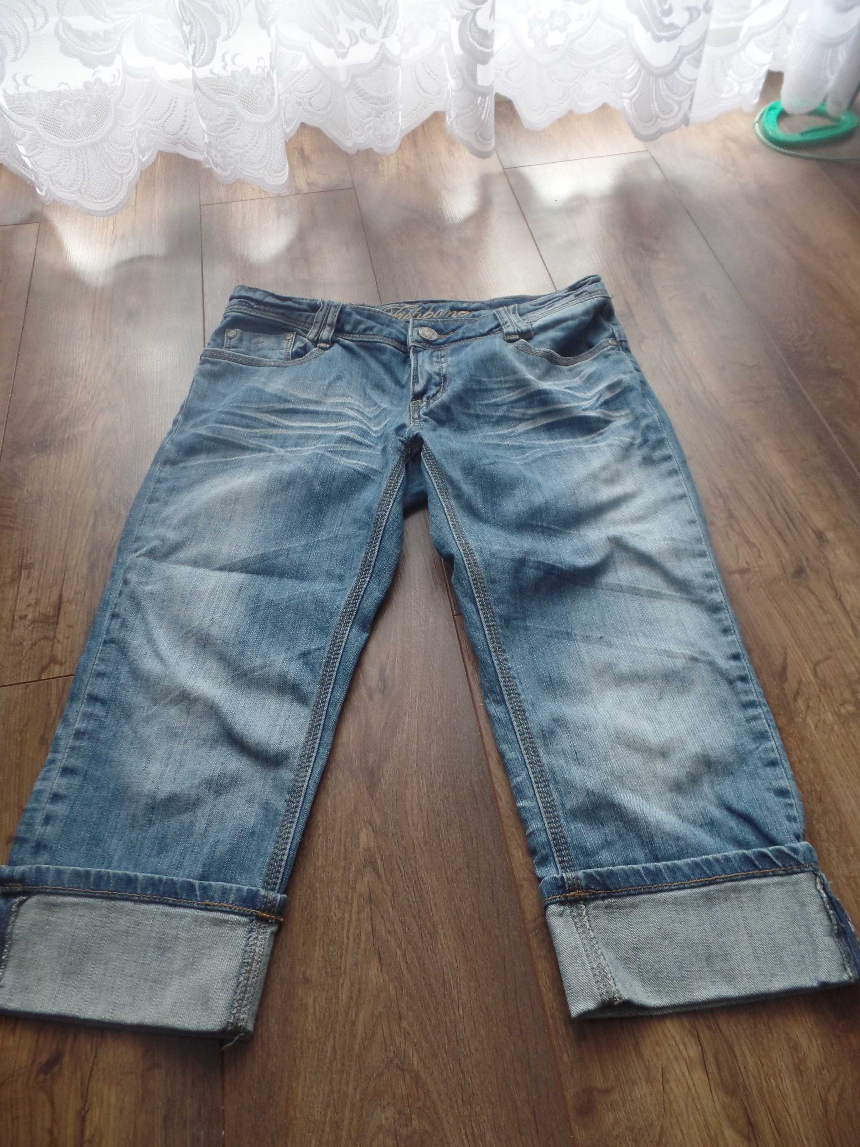 Krótkie dżinsowe spodenki spodnie jeansy dżinsy rybaczki R. L