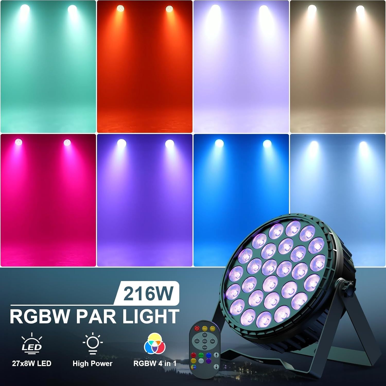 Lampa sceniczna LED 216W  ilość diod LED 27