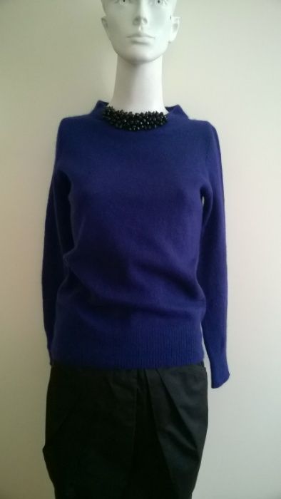 Sweter damski, kolor kobaltowy, r. 36-38, 40% angora, 6% wełna