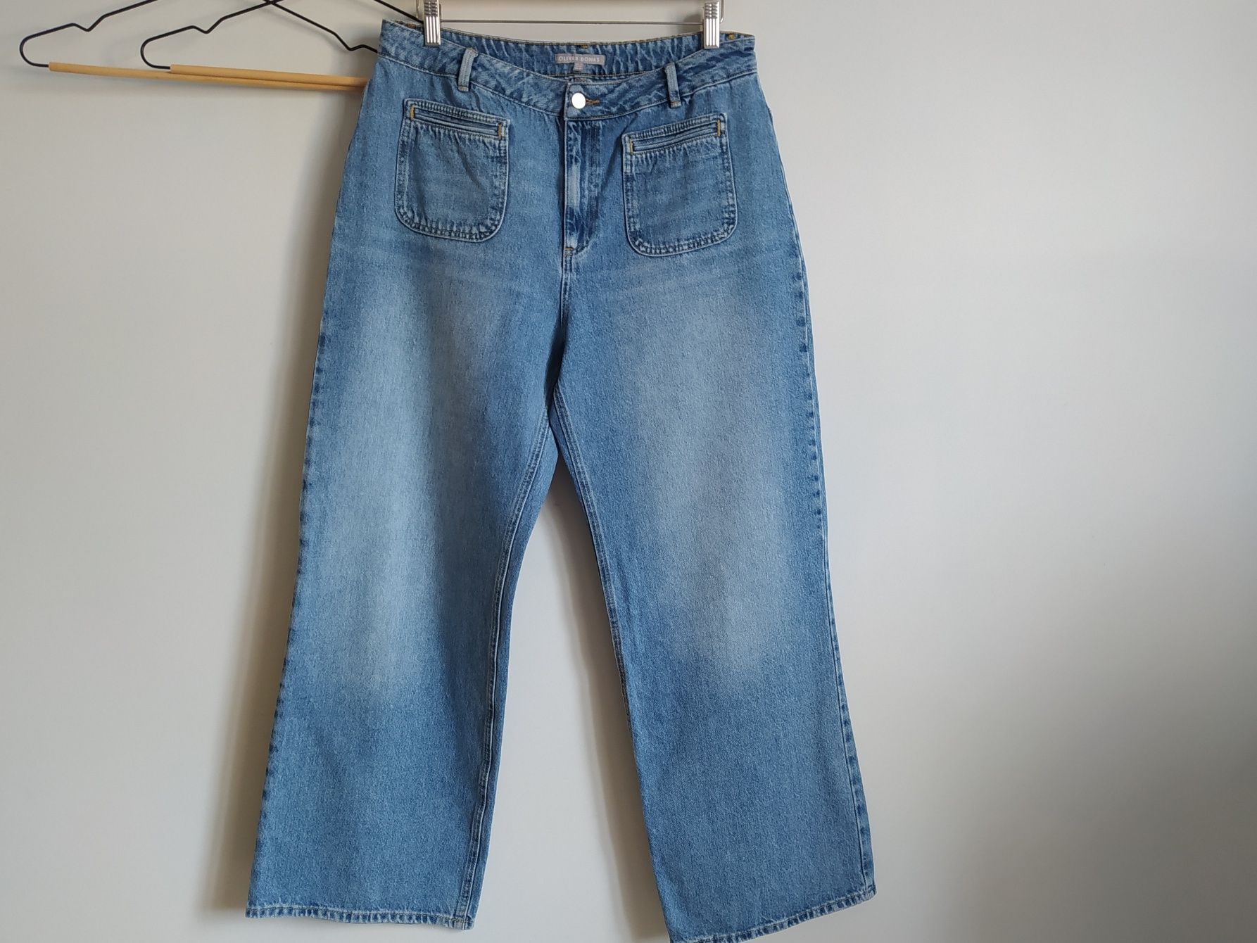 Niebieskie szerokie jeansy dżinsy Oliver Bonas Wide 42
