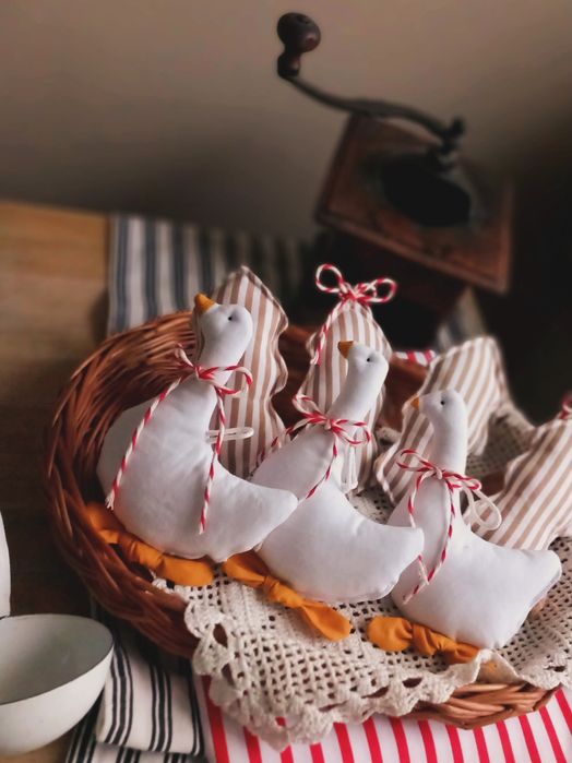 Ozdoby zawieszka świąteczna GĄSKI KOKARDA