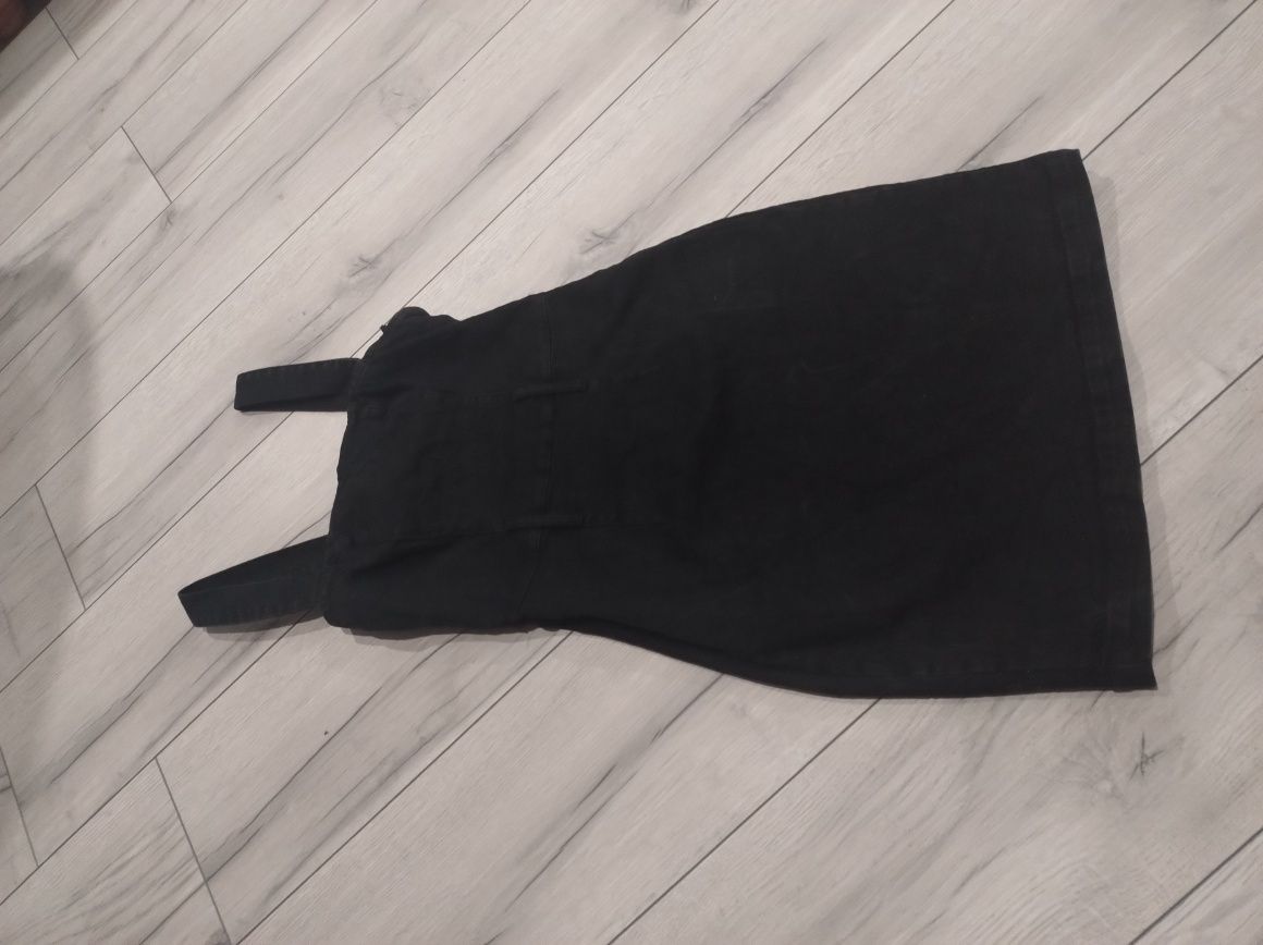 Sukienka mini jeansowa czarna na ramiączkach tuba obcisła