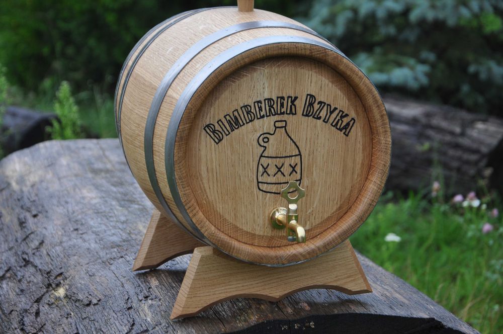 Nowa Beczka Dębowa 3L 5L 10L 20L z kranem mosiężnym na alkohol bimber