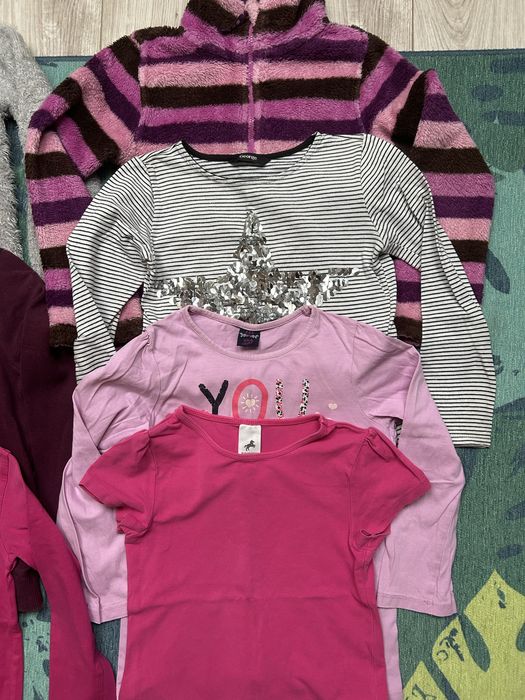 Paka ubrań dla dziewczynki 122-128 zestaw bluzek bluz komplet 7 sztuk