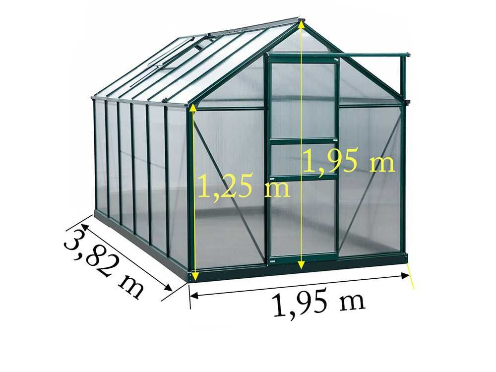 SZKLARNIA Z POLIWĘGLANU 3,82x1,95 tunel ogrodowy na warzywa (7,4m2)