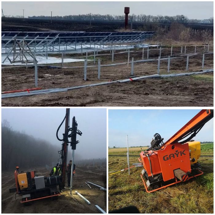 Забивка паль. Сонячні електростанціі. СЄС. Забивка свай! Gayk HRE 3000