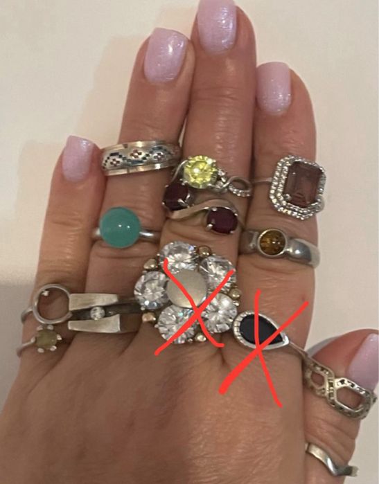 Стильное кольца серебро золото камни