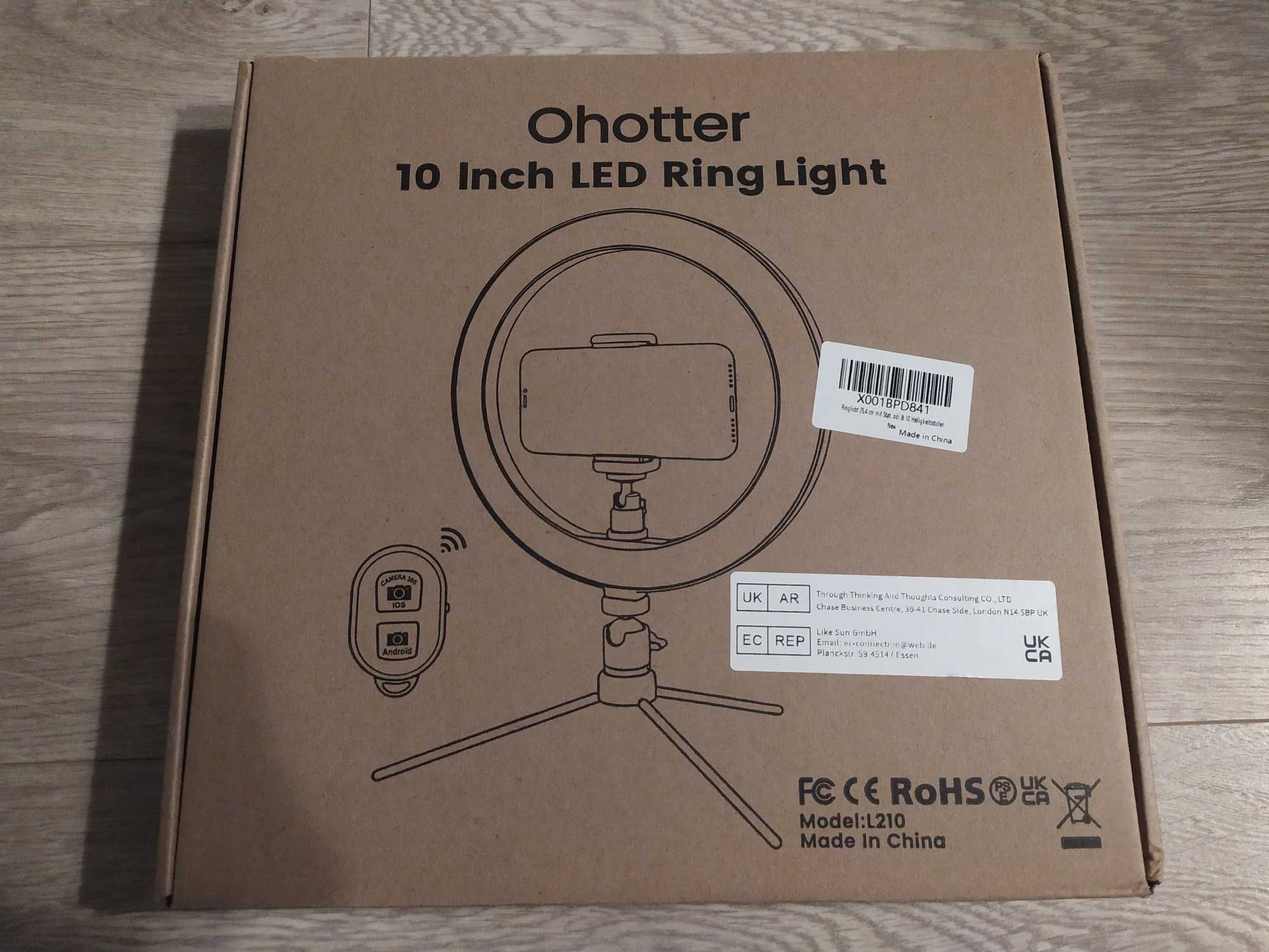 Lampa pierścieniowa bezcieniowa LED nowa selfie USB ohotter 10 inch