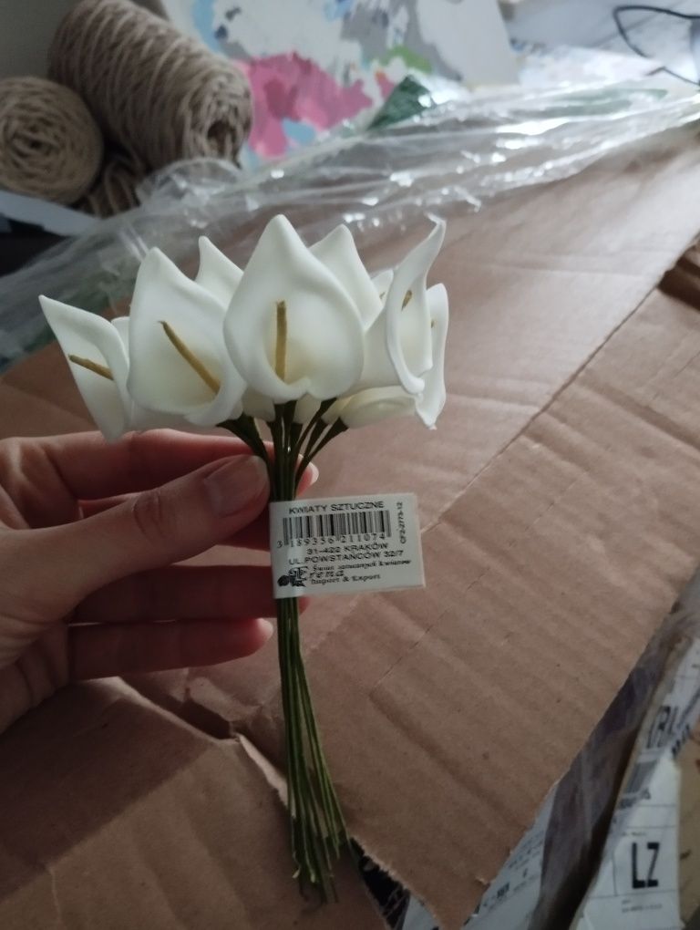 Decoupage Białe/kremowe piankowe kalie kwiaty duża ilość