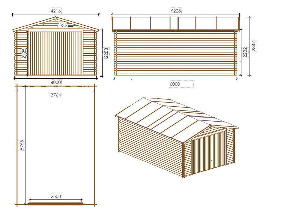 Garaż 4x6 m pod standardową bramę 2500x2125mm GAR24