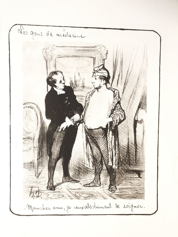 4 antigas gravuras Honore Daumier - les gens de medecine