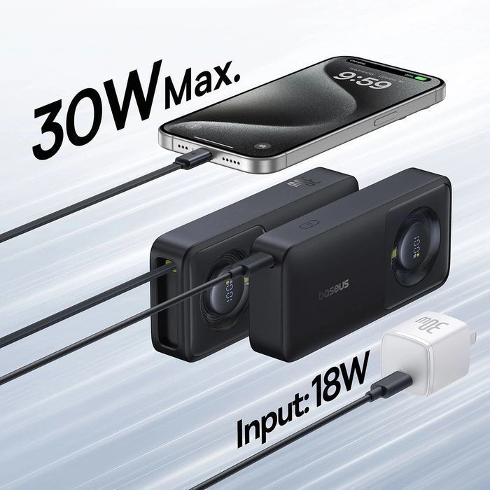 Powerbank Baseus Free2Pull 10000mAh 30W z portem USB-C i rozwijanym