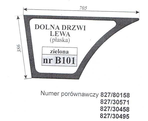 JCB 3CX, 3CX SUPER, 4CX, 215S, 217-2 kabina P12 - szyba B 101  B 102